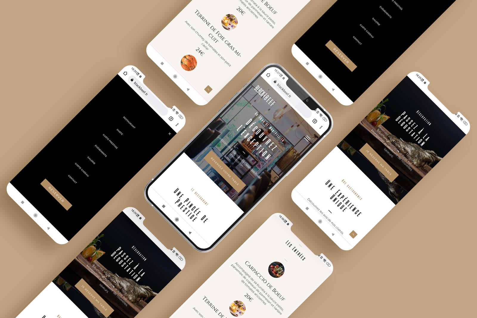 Mock-up mobile de l'entreprise Blackbeef